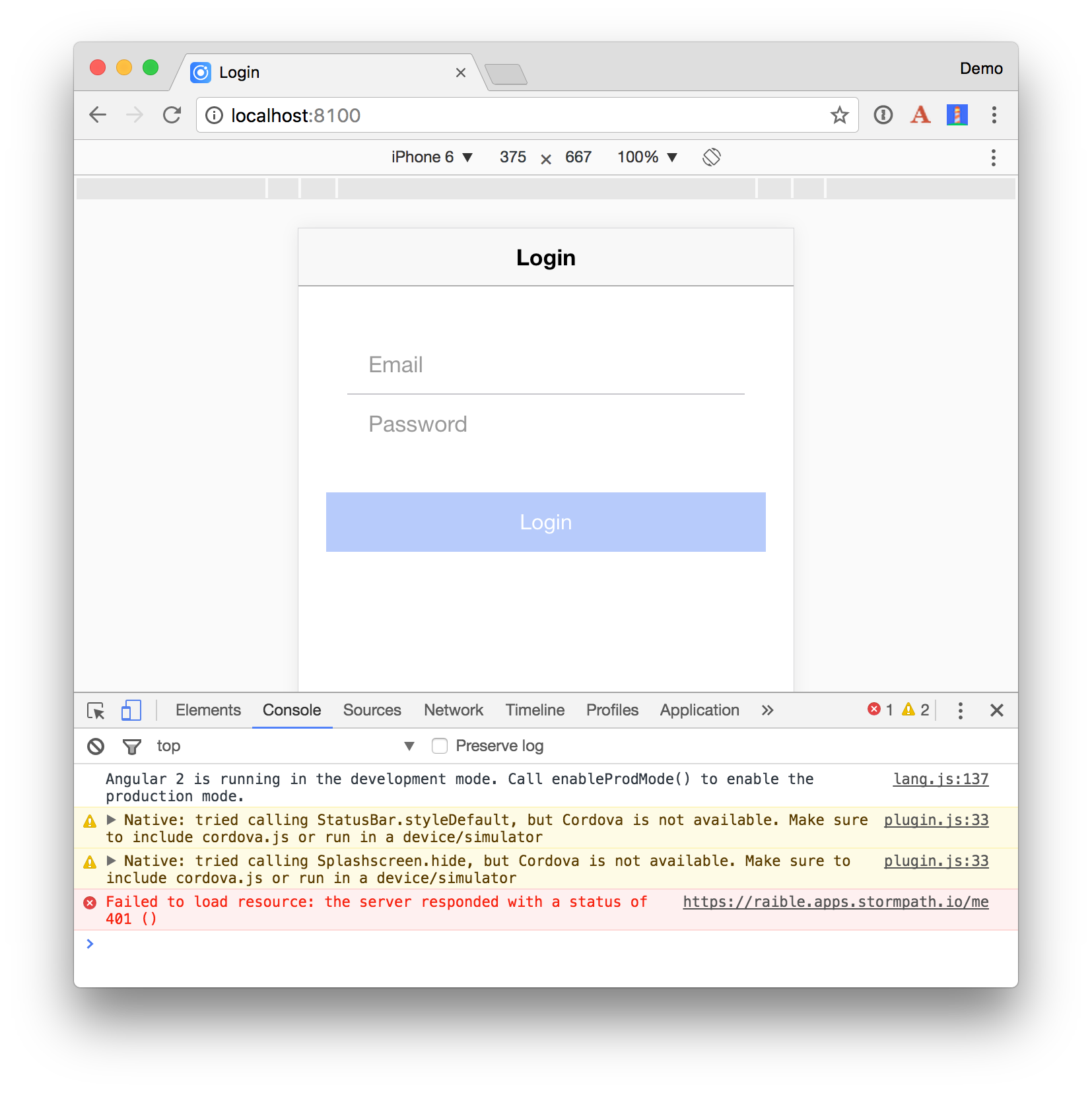 Stormpath Login for Ionic